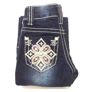 Toddler girls jeweled dark wash boot cut jeans
